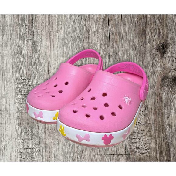 Crocs kids Minnie Mouse pink flashing soles size 7 - Picture 2 of 5